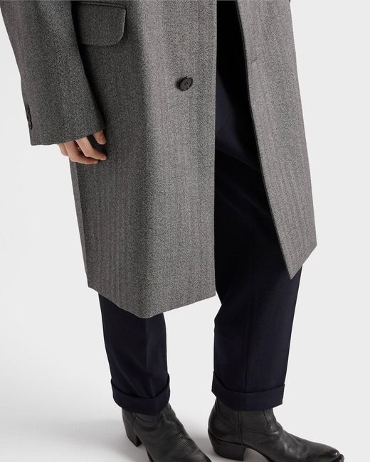 Prada Gray Single-Breasted Wool Coat for men
