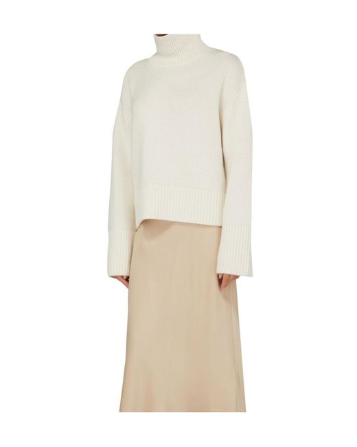 Lisa Yang White Fleur Turtleneck Sweater