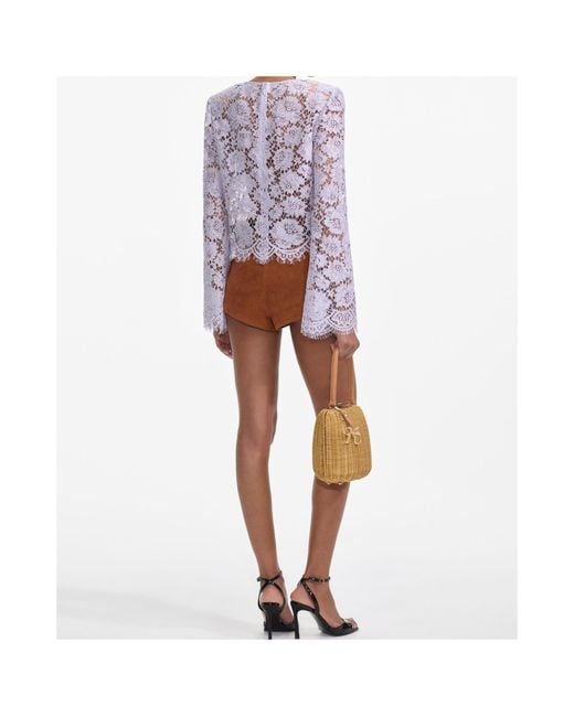 Self-Portrait White Lace Fluted Sleeve Top