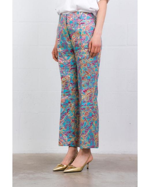 Dries Van Noten Blue Patterned Casual Pants