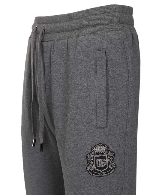 Dolce & Gabbana Gray Heraldic Patch Sweatpants for men