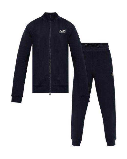 EA7 Blue Sweatshirt And Sweatpants Set for men