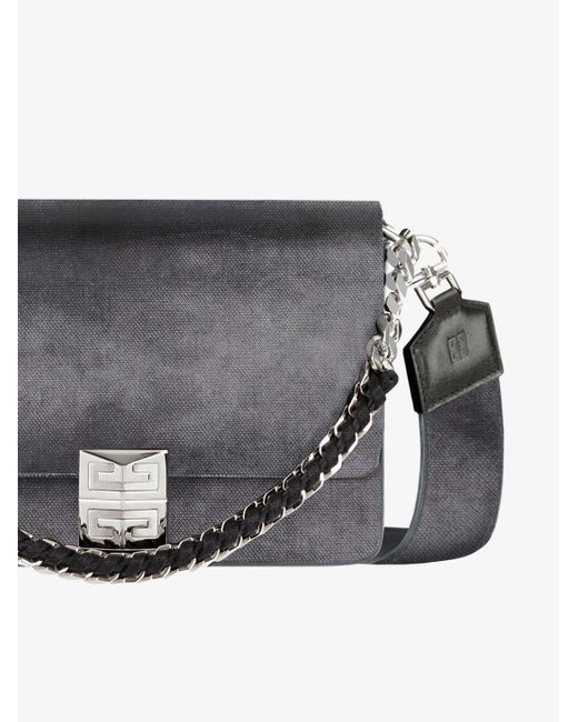 Givenchy Gray Logo Plaque Foldover Top Shoulder Bag