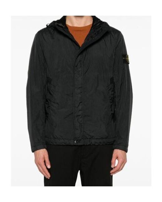 Stone Island Black Compass-Badge Hooded Jacket for men