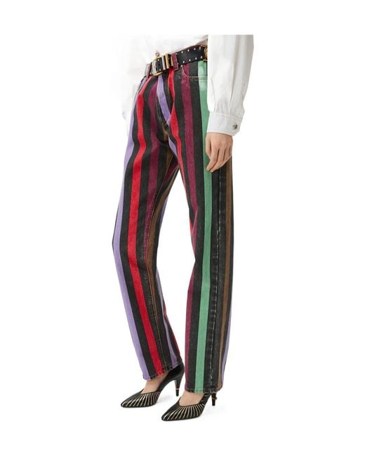 Versace Red Vertical Striped Jeans