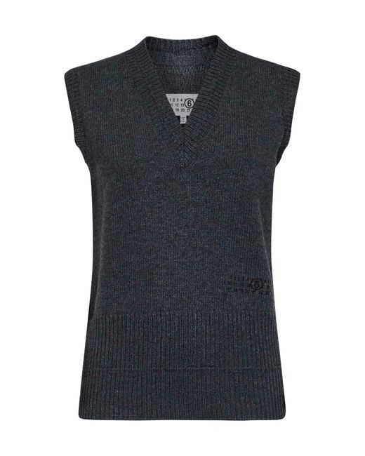 MM6 by Maison Margiela Black V-Neck Knitted Vest