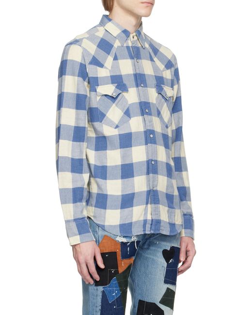 RRL Blue Gingham-Print Shirt for men
