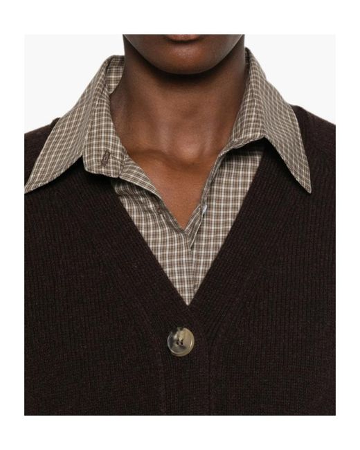 Aragona Black V-Neck Button-Up Cardigan