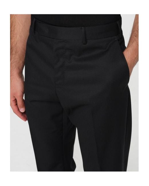 Pt Pantaloni Black Casual Trousers With Belt Loops for men
