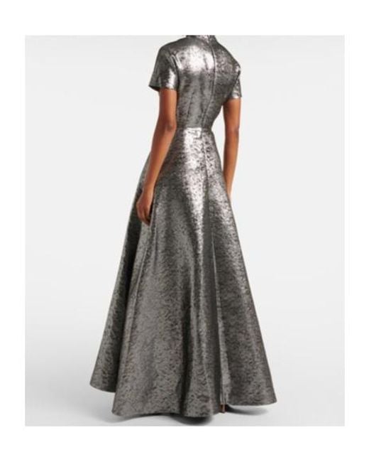 Emilia Wickstead Gray Malinda Jacquard Gown