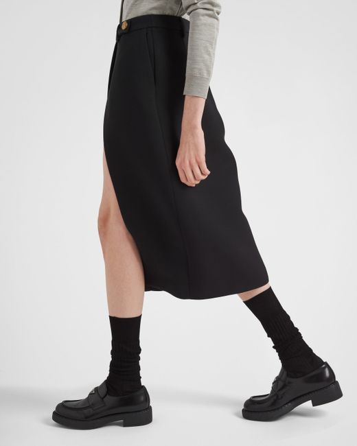 Prada Black Tricotine Midi Skirt