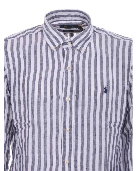 Polo Ralph Lauren Blue Linen Shirt for men