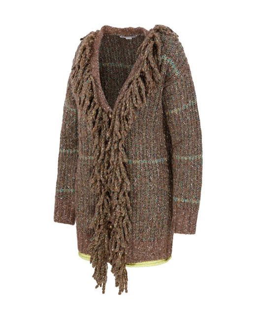 Stella McCartney Multicolor V-Neck Long-Sleeved Tweed Cardi-Coat