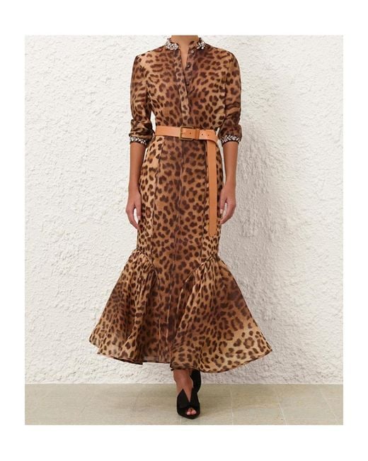 Zimmermann Brown Crushed Spliced Pencil Skirt