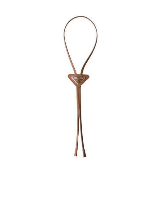 Prada White Saffiano Leather Bolo Tie for men