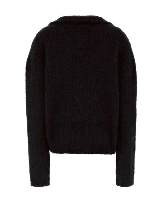 Uma Wang Black Long-Sleeved Knitted Pullover
