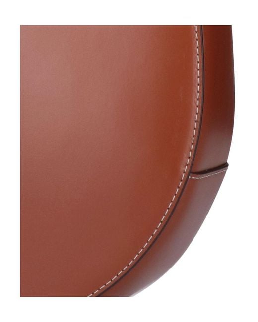 Staud Brown Moon Logo Debossed Tote Bag
