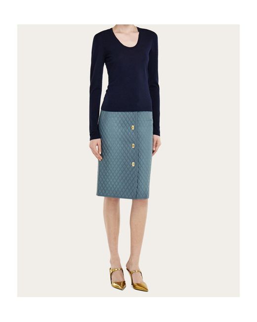 Ferragamo Blue Lightweight Wool Top