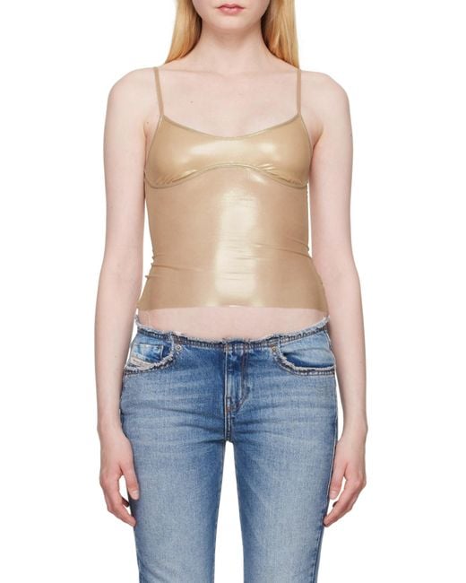 DIESEL Blue Low Round Neck Elastic Mesh Sling