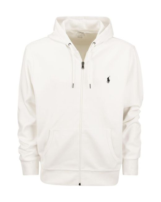 Polo Ralph Lauren White Pony Embroidered Zipped Hoodie for men