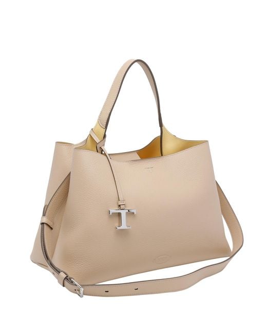 Tod's Natural Logo Embossed Top Handle Bag