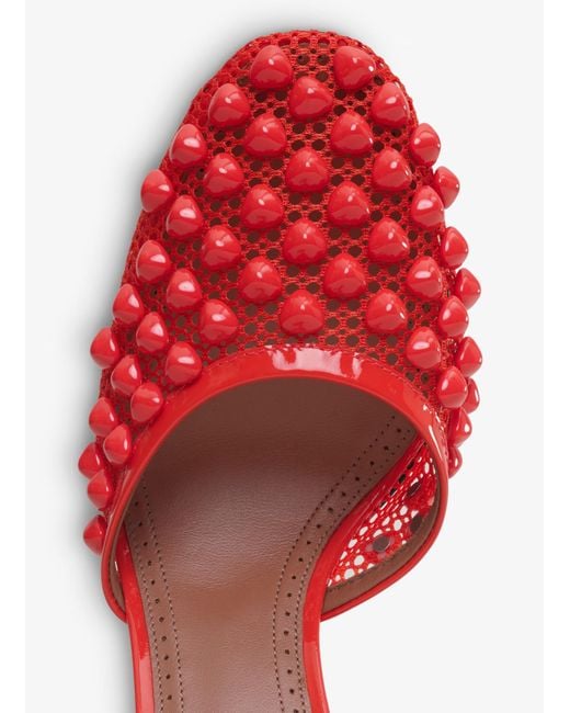 Alaïa Red Studded Fishnet Pumps