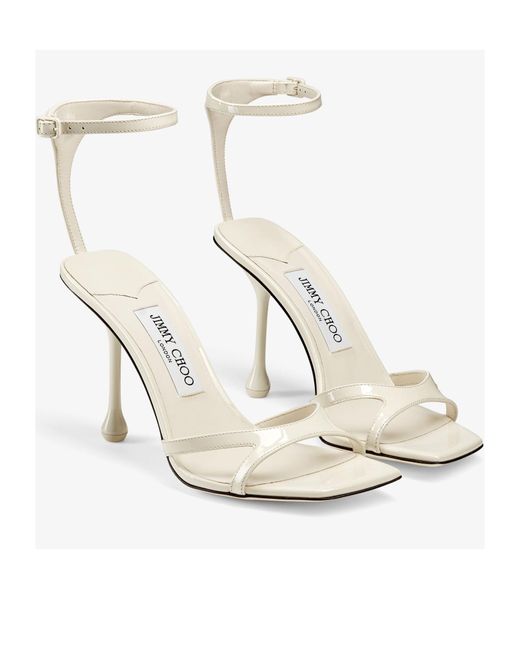Jimmy Choo White Square Head High Heel Sandals