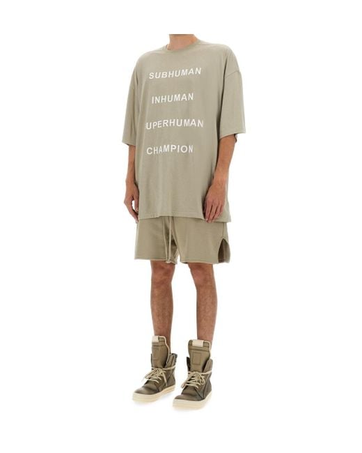 Rick Owens X Champion Natural Text Printed Crewneck T-Shirt for men