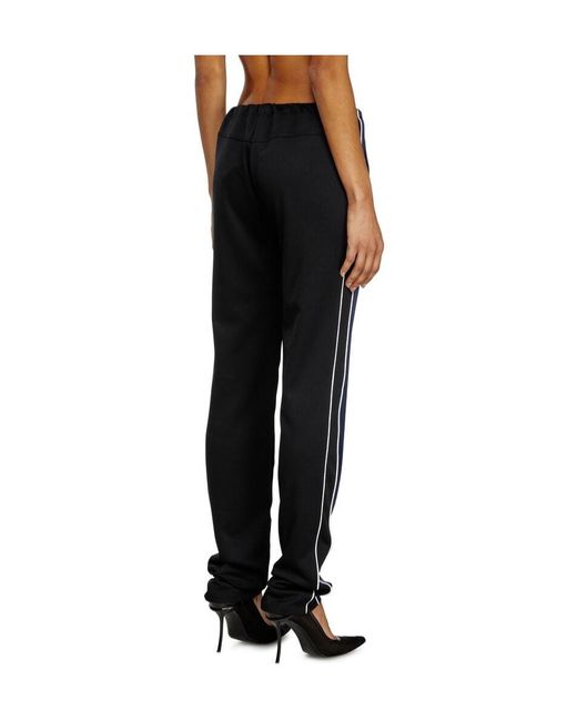 DIESEL Blue Knit And Satin Track Pants With Piping