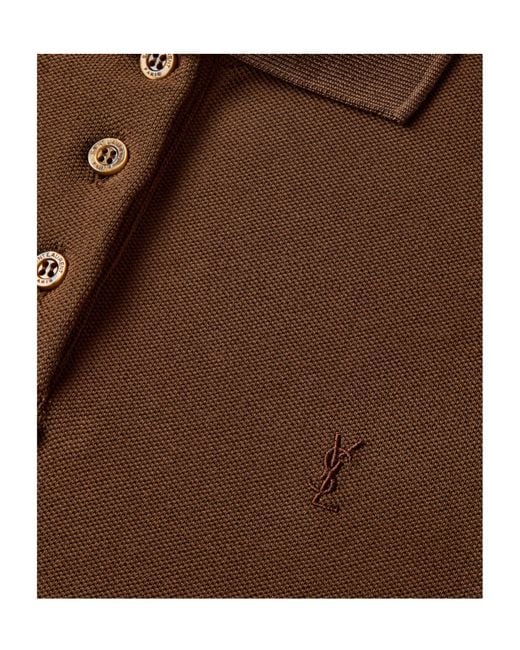Saint Laurent Brown Le Cassandre Polo Shirt