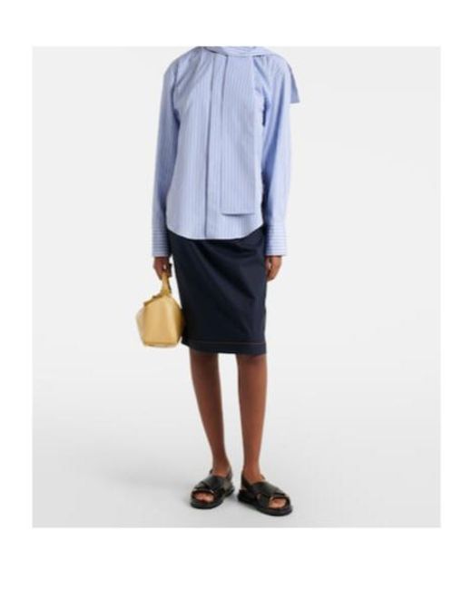 Plan C Blue Cotton Midi Skirt