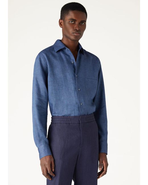 Loro Piana Blue André Long-Sleeved Shirt for men