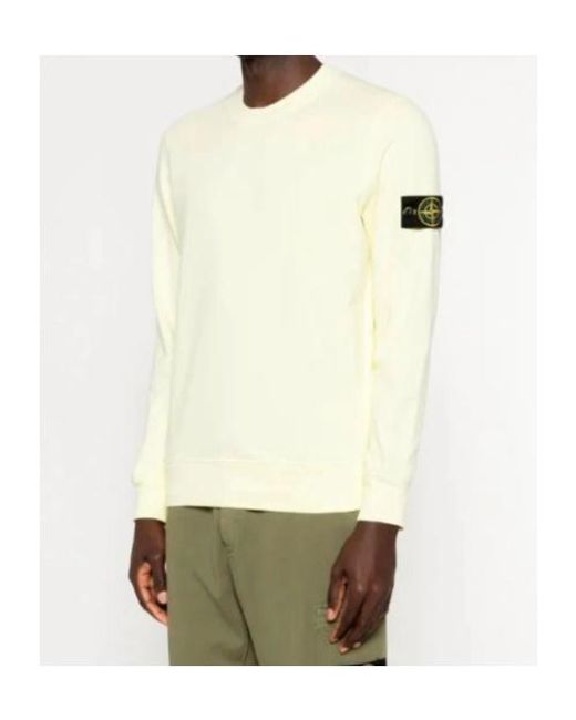 Stone Island Yellow Logo Patch Crewneck Sweatshirt for men