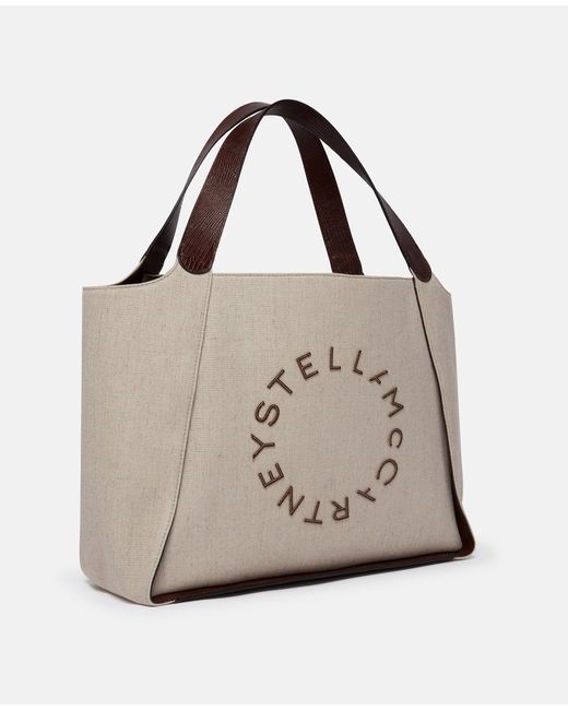 Stella McCartney Natural Logo-Appliqué Top Handle Bag