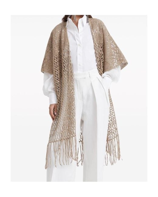 Brunello Cucinelli Natural Macramé Cardi-Coat