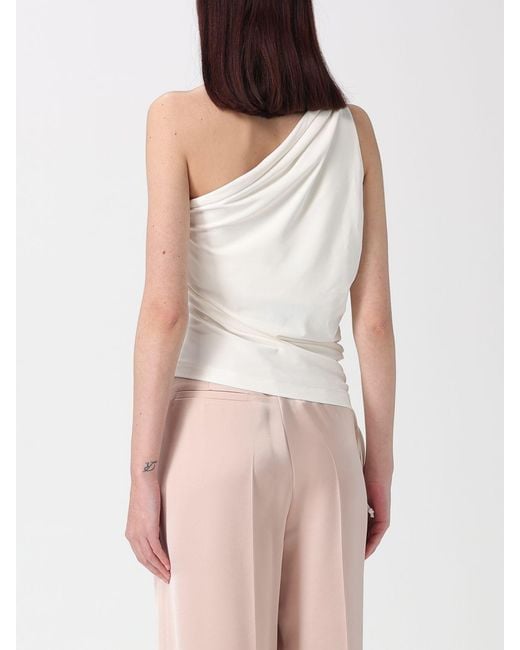 Pinko White One-Shoulder Knot Detail Top