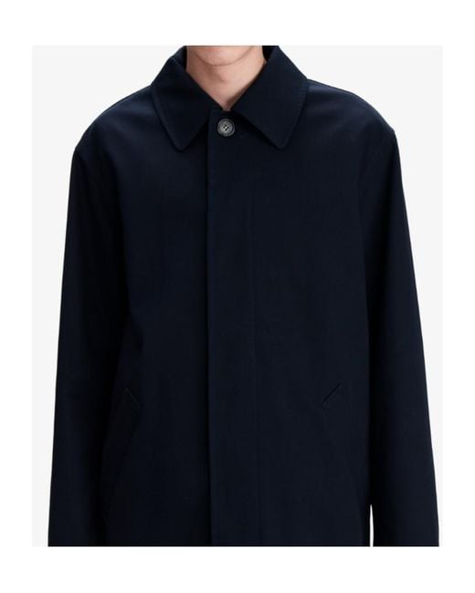 A.P.C. Blue Long-Sleeved Trench Coat for men