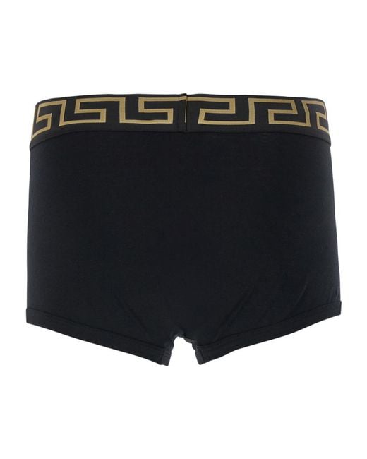 Versace Black Greca Border Stretched Boxer Briefs for men