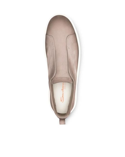 Santoni Brown Victory Slip-On Sneakers for men