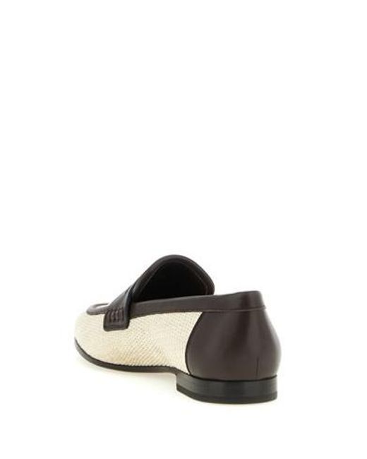 Brunello Cucinelli White Raffia Loafers