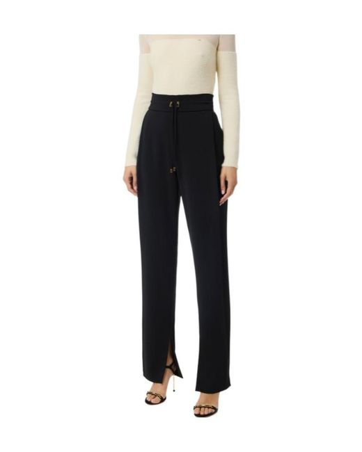 Elisabetta Franchi Black Lightweight Crêpe Trousers
