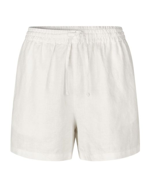 Samsøe & Samsøe White Drawstring Linen Shorts
