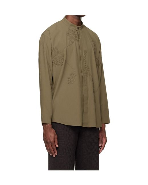 Homme Plissé Issey Miyake Natural Long-Sleeved Applique Shirt for men