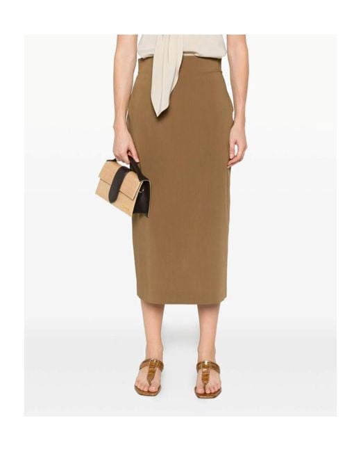 Alberta Ferretti Natural Wool-Blend Pencil Skirt