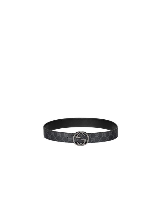Gucci Black Reversible Interlocking G Buckle Belt for men