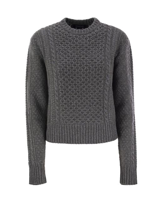 Fabiana Filippi Gray Cable-Knit Embellished Jumper