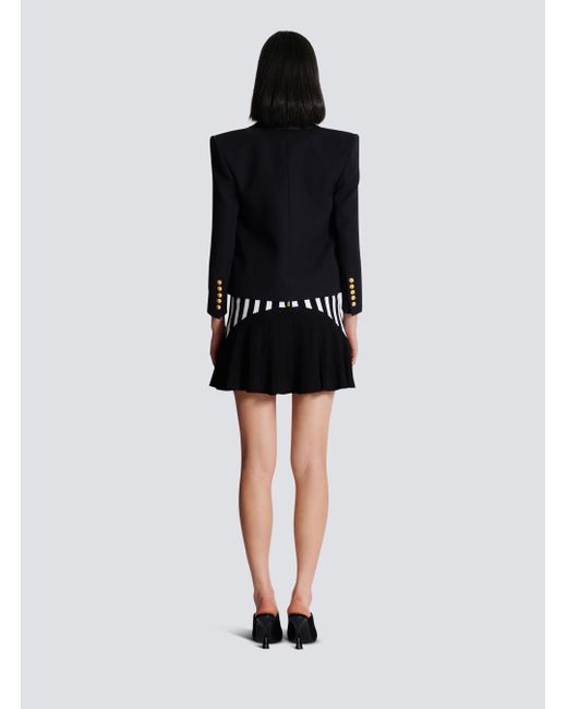 Balmain Black Wool Cropped Blazer
