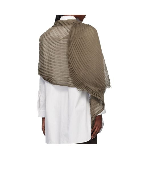 Issey Miyake White Pleated Silk Scarf