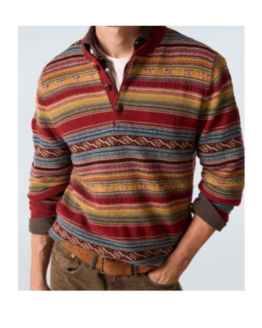 RRL Brown Wool-Blend Jacquard Sweater for men