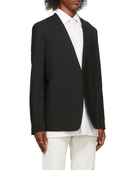 Maison Margiela Blue Single-Breasted V-Neck Blazer for men